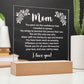 Love you mom|Acrylic Square Plaque