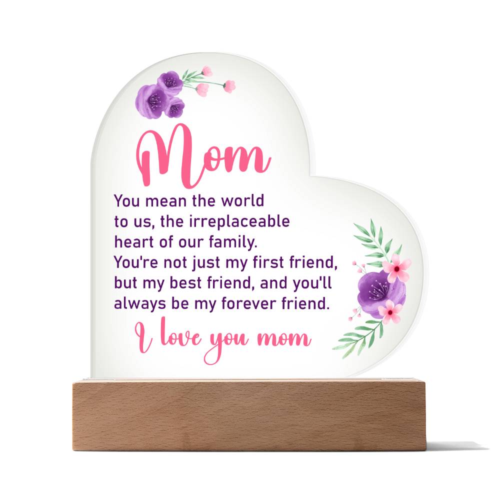 Love You Mom | Acrylic Heart Plaque