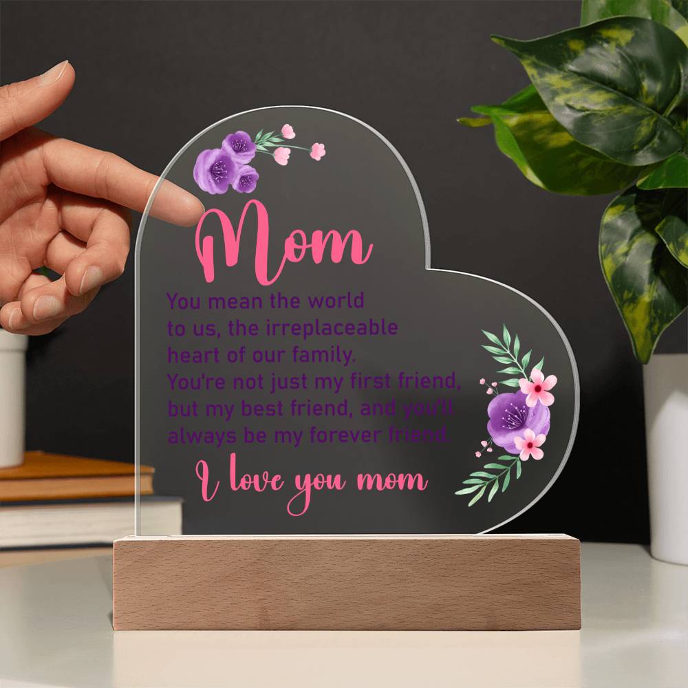 Love You Mom | Acrylic Heart Plaque