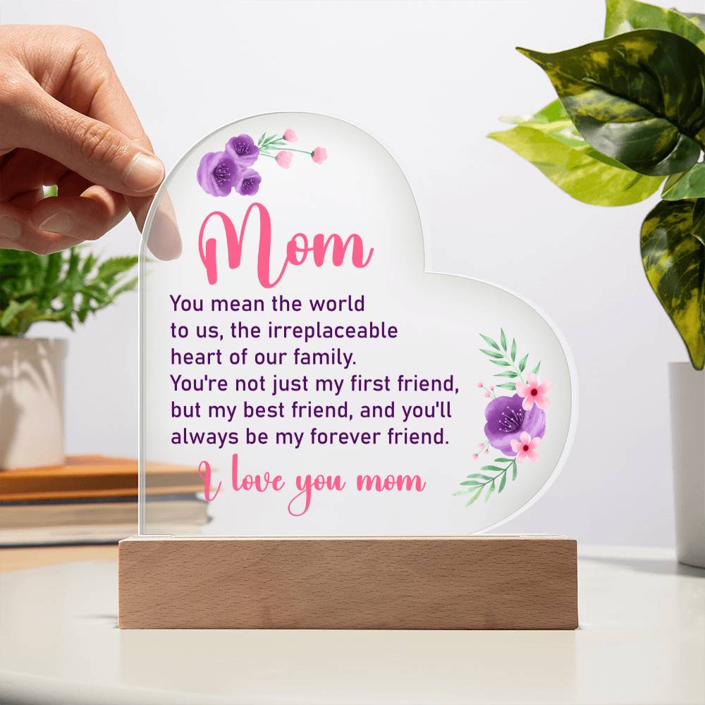 Love You Mom | Acrylic Heart Plaque