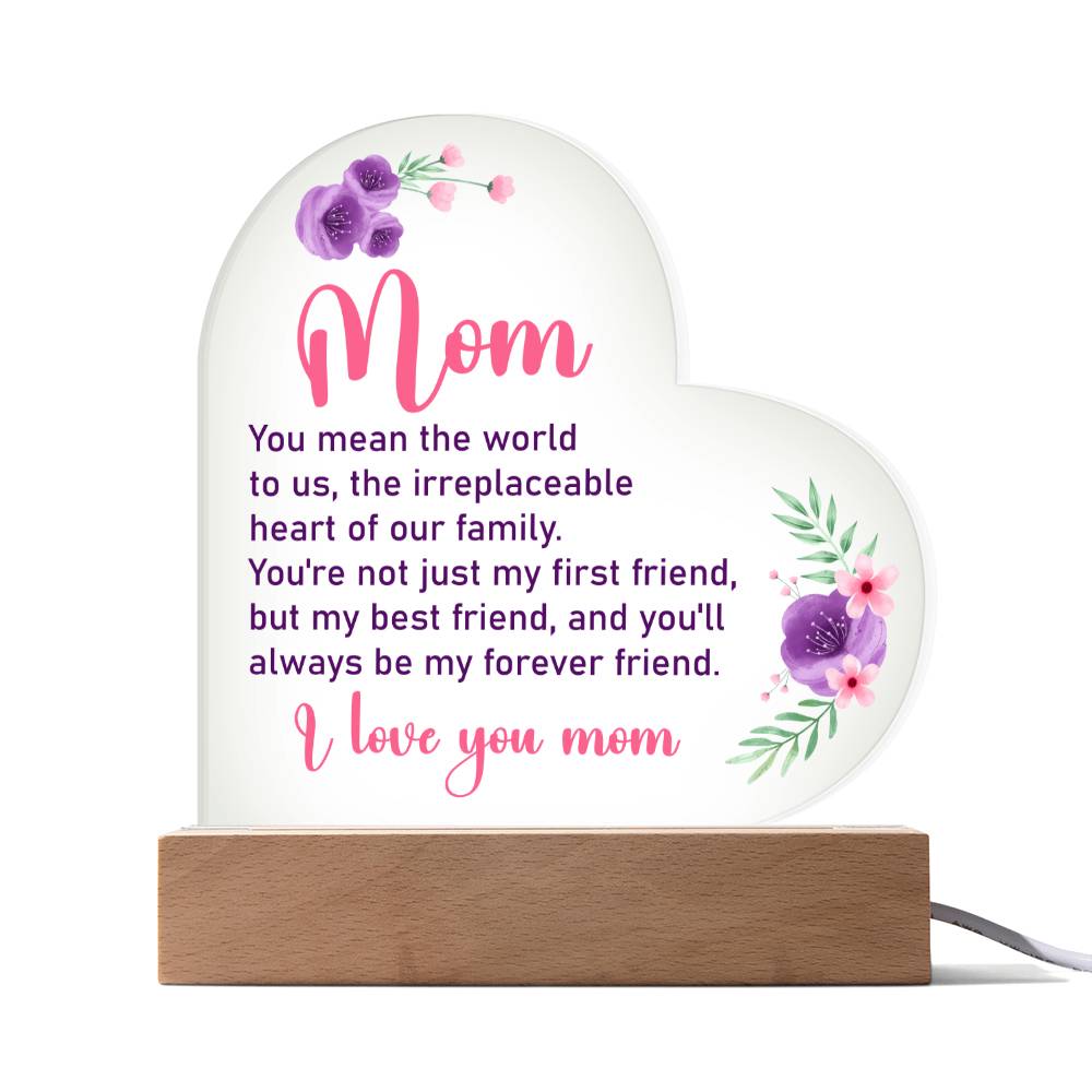 Love You Mom | Acrylic Heart Plaque