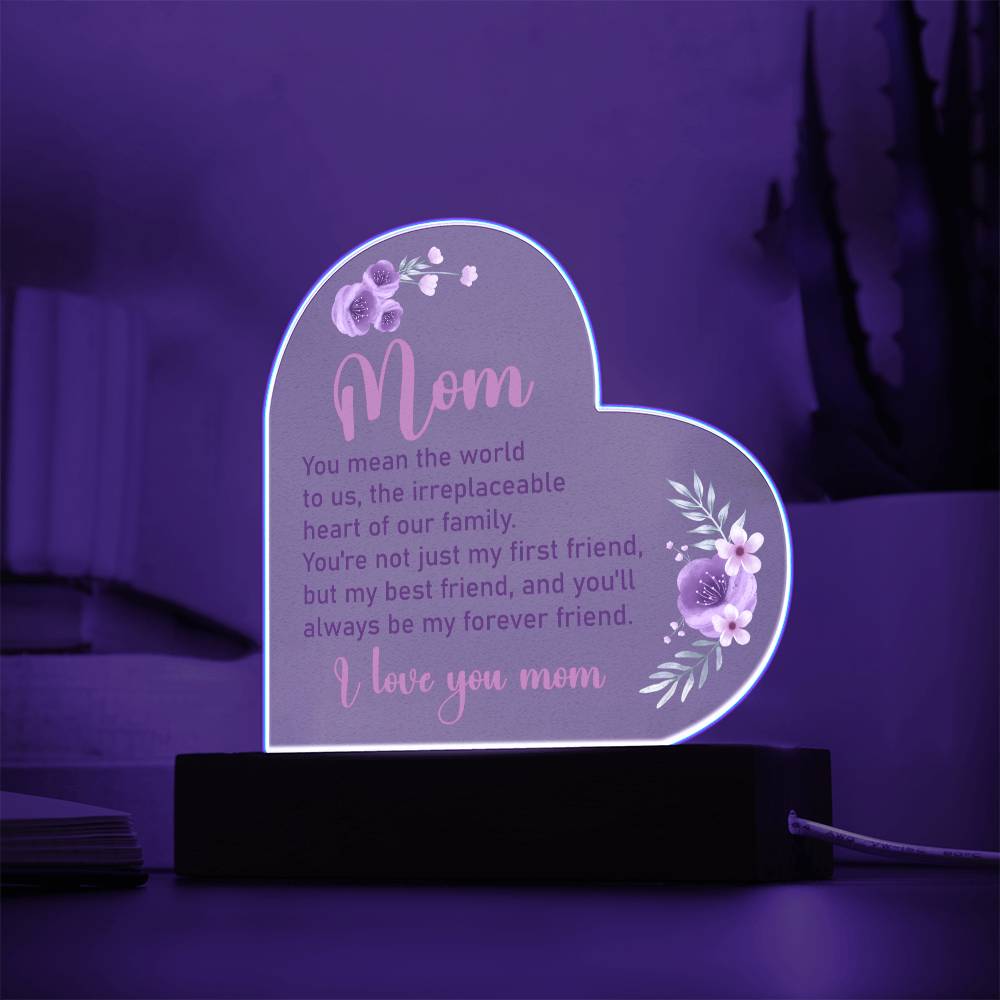 Love You Mom | Acrylic Heart Plaque