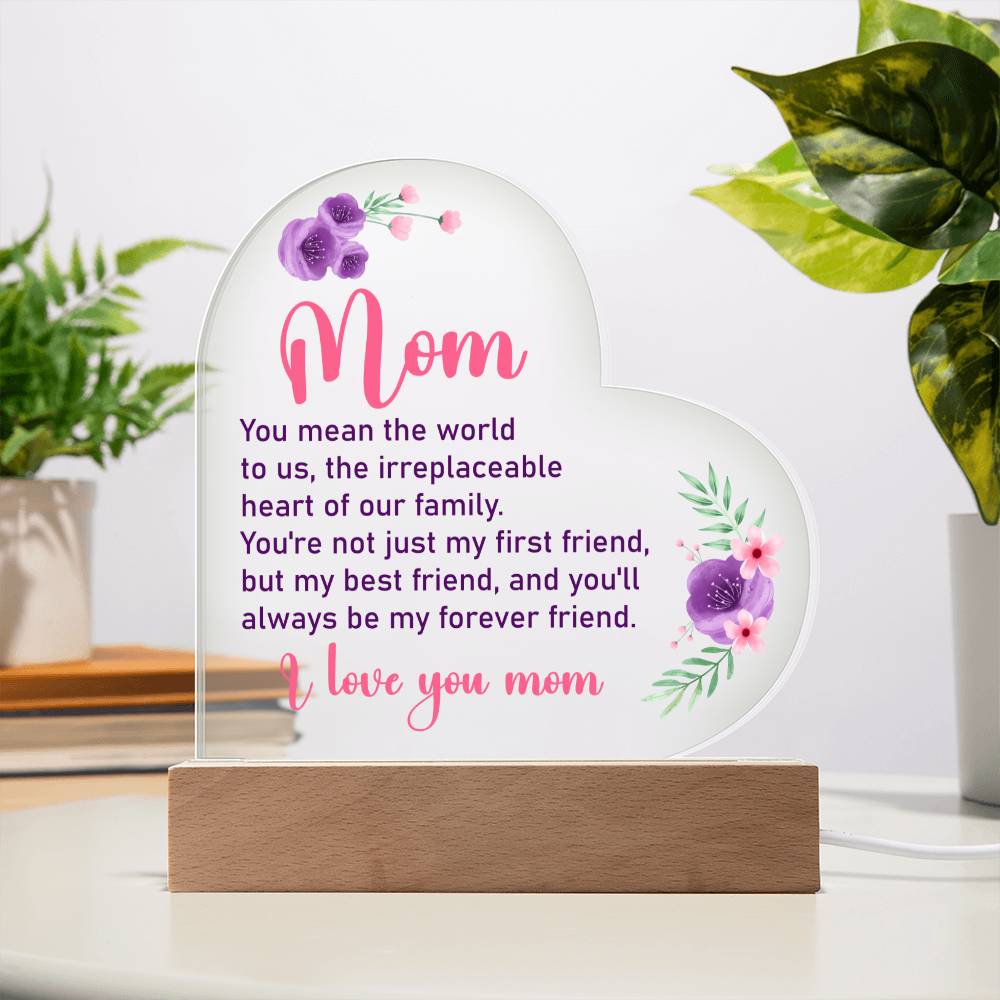 Love You Mom | Acrylic Heart Plaque